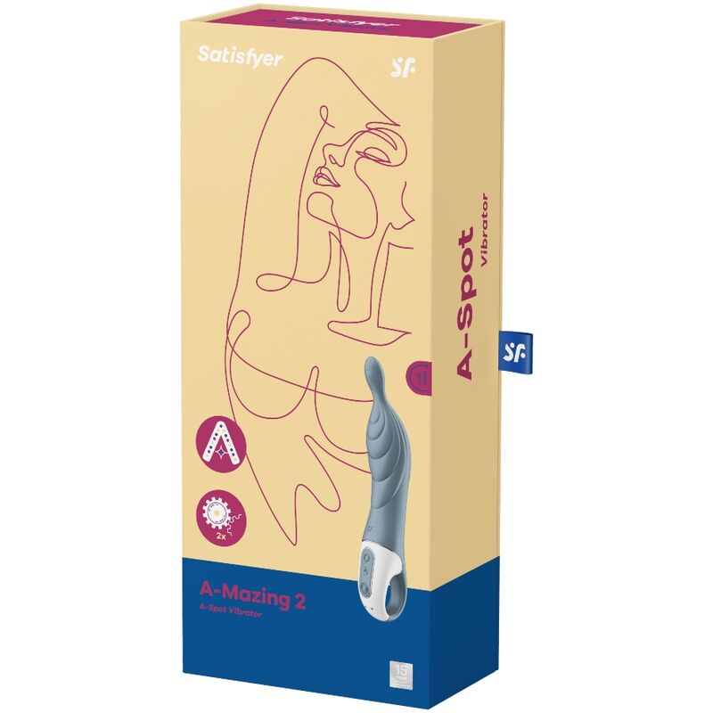 Vibratore Satisfyer Amazing 2 Aspot grigio, dispositivo di piacere con design ergonomico e dettagli in silicone.