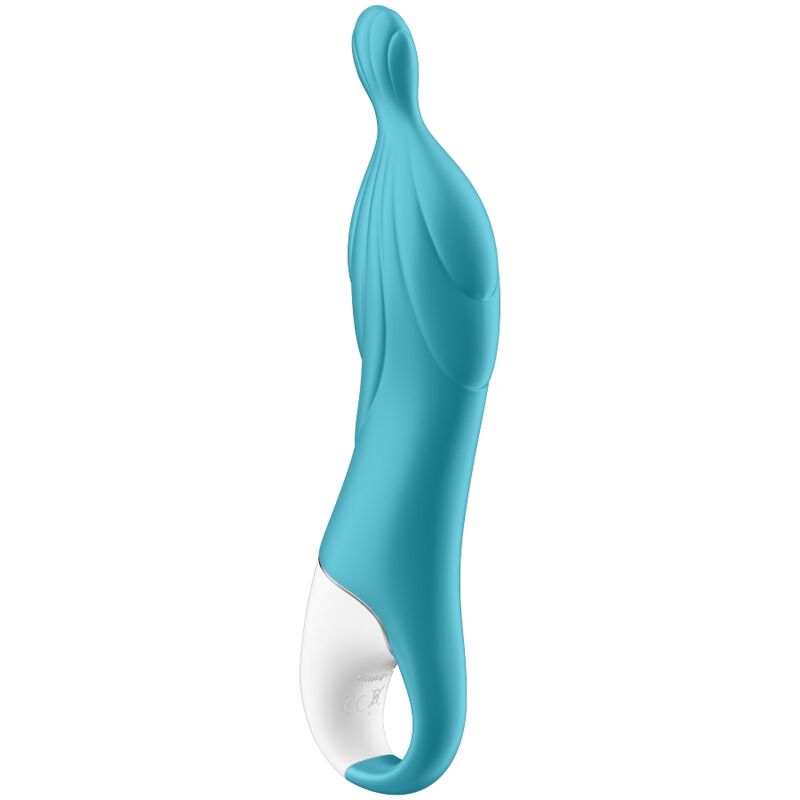 Vibratore Satisfyer Amazing 2 con due punti di stimolazione in colore turchese, design ergonomico e superficie liscia.