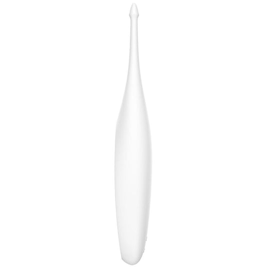 Vibratore SATISFYER con punta Twirling Fun bianco, design elegante, effetto rotante, per stimolazione intensa e precisa.