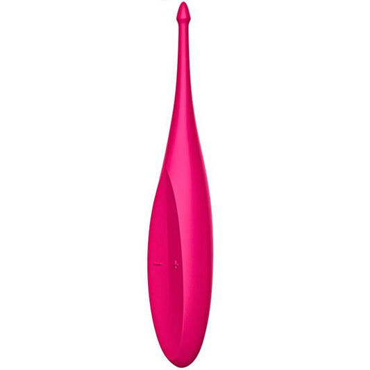 Vibratore Satisfyer con punta Twirling Fun rosa, design ergonomico e dettagliato, ideale per stimolazione piacevole e sicura.