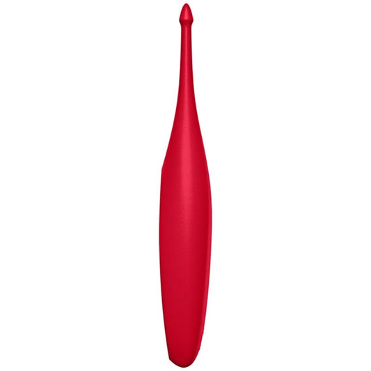 Vibratore SATISFYER con punta Twirling Fun rossa, design ergonomico e dettagli vibranti, ideale per stimolazione intensa.