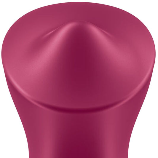 Vibratore da appoggio soddisfyer per clitoride, colore fucsia, con design ergonomico e superficie liscia, per stimolazione efficace