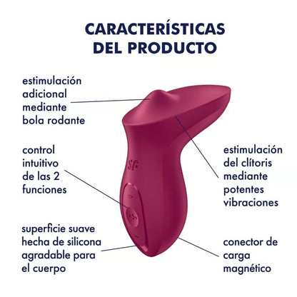 Vibratore da appoggio clitoride SATISFYER di colore fucsia, design ergonomico e compatto per stimolazione precisa e confortevole