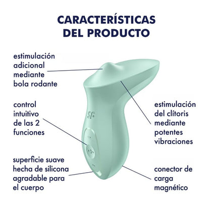 Vibratore Satisfyer Exciterrr da appoggio clitoride Menta, dispositivo di stimolazione per il piacere femminile.