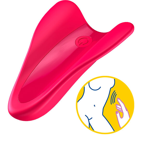Vibratore High Fly Finger SATISFYER in fucsia, design compatto e ergonomico, ideale per stimolazione precisa e piacevole.