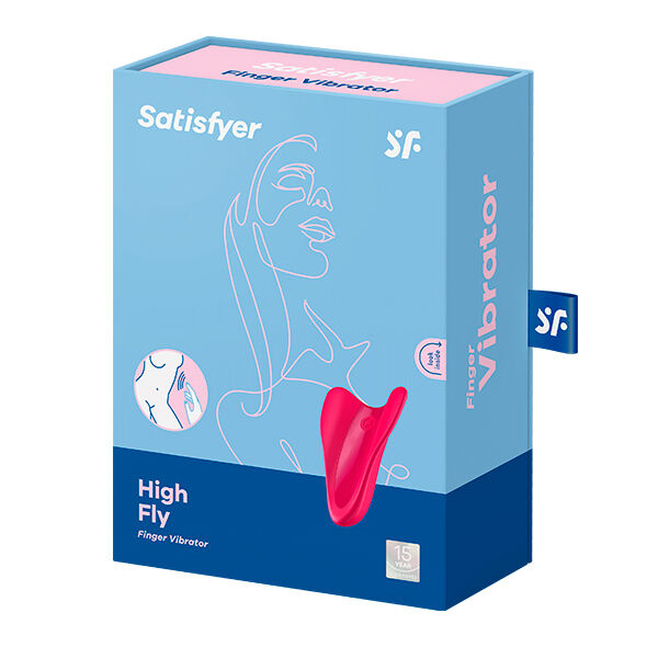 Vibratore High Fly Finger SATISFYER in colore fucsia, con design ergonomico e dettagliato, ideale per stimolazione precisa.