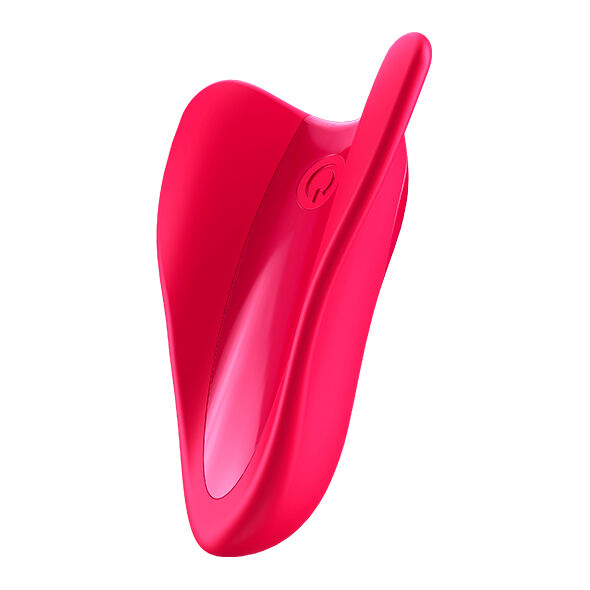 Vibratore High Fly Finger SATISFYER in colore fucsia, con design ergonomico e texture dettagliata per piacere e stimolazione.