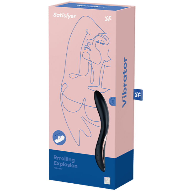 Vibratore SATISFYER Rolling Pleasure G-Spot, design ergonomico e colorato, con superficie liscia e dettagli curvi per stimolazione.
