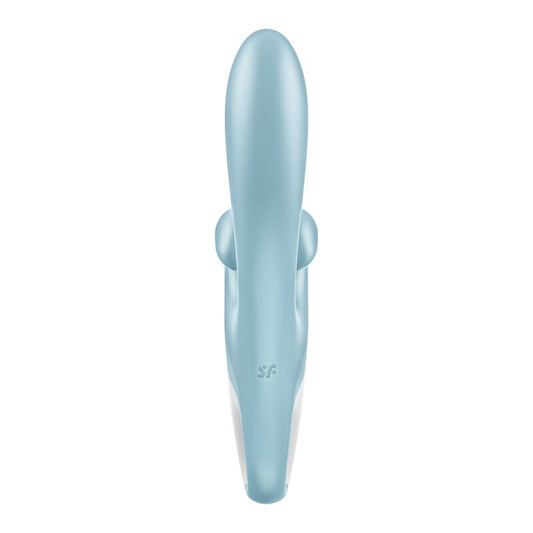 Vibratore rabbit blu SATISFYER Touch Me con design ergonomico e dettagli vibranti, ideale per stimolazione intensa.