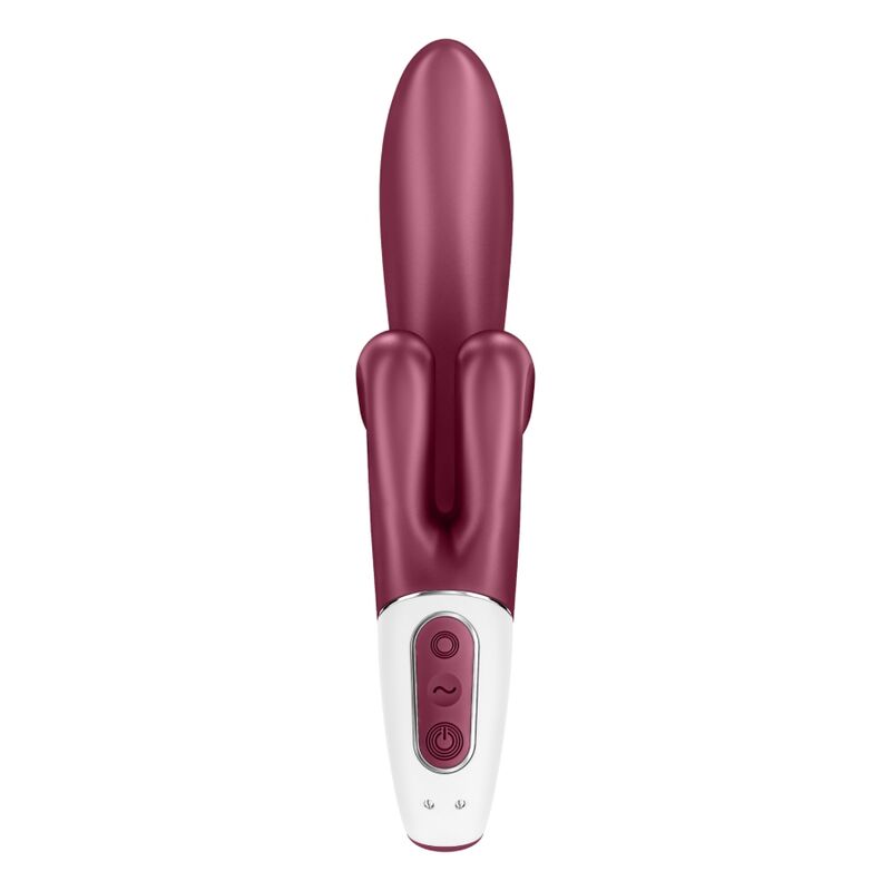 Vibratore rabbit rosso SATISFYER Touch Me con stimolatore clitoride e punta flessibile, design elegante e ergonomico.