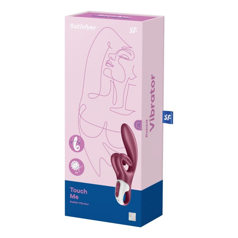 Vibratore Satisfyer Touch Me Rabbit rosso, con design ergonomico e stimolatore clitoride e stimolazione interna.