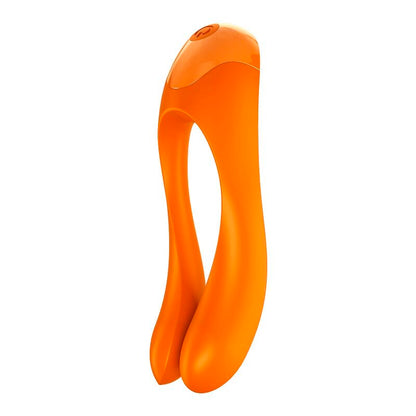Vibratore da dito SATISFYER Candy Cane arancione, piccolo e ergonomico, ideale per stimolazione sensuale e discreta.