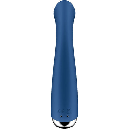 Vibratore rotativo rosso SATISFYER SPINNING G-SPORT 1, dispositivo di stimolazione con design ergonomico e motivi colorati.