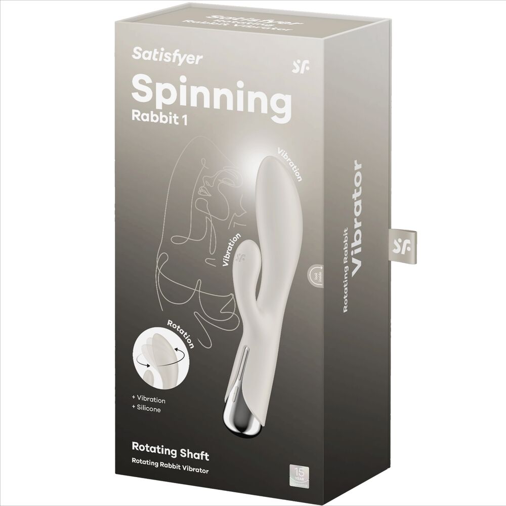 Vibratore SATISFYER Spinning Rabbit rosso con stimolazione clitoride e punto G, design ergonomico e superficie liscia.