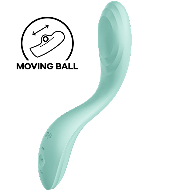 Vibratore Satisfyer Rolling Pleasure G-Spot verde, vibratore rosa con design ergonomico e superficie liscia.