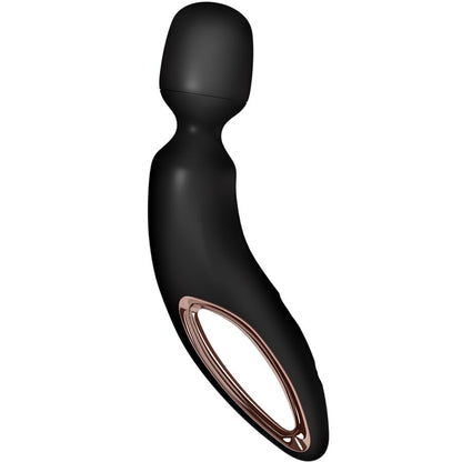 Massaggiatore vibrante SATISFYER WAND ERLAND nero, con design ergonomico e superficie liscia per relax e benessere.