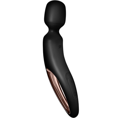 Massaggiatore vibrante SATISFYER WAND ERLAND nero, con design ergonomico e funzionalità di stimolazione profonda.