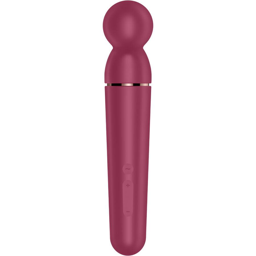 Massaggiatore vibratore SATISFYER Planet Wand-ER Berry con design ergonomico e testa rotante per massaggi rilassanti.