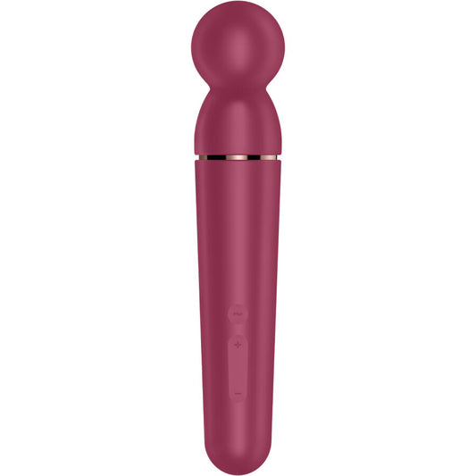 Massaggiatore vibratore SATISFYER Planet Wand-ER Berry con design ergonomico e testa rotante per massaggi rilassanti.