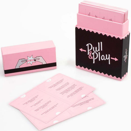 Gioco di carte Pull & Play di SECRETPLAY 100% GAMES, scatola con carte colorate e istruzioni visibili