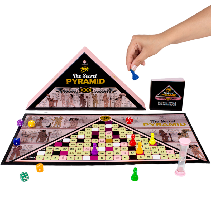 Gioco la piramide segreta di SECRETPLAY con pezzi colorati e strutture di plastica per bambini e adulti.