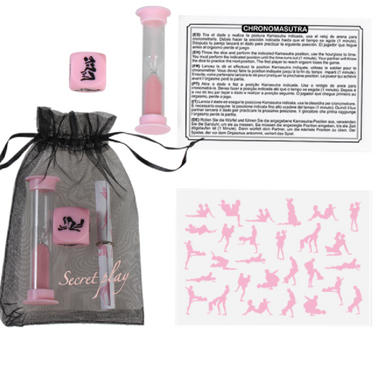 Kit CronoMasutra di SECRETPLAY, set di giochi erotici con istruzioni in più lingue, ideale per coppie.