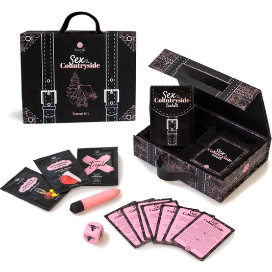 Kit da viaggio SECRETPLAY per sesso in campagna, include giochi erotici portatili, ideale per avventure all'aperto e in privacy.