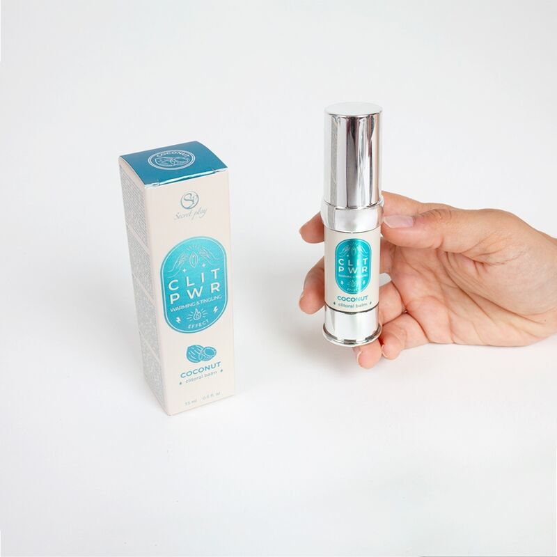 Balsamo clitoride SECRET PLAY CLIT PWR con cocco, crema idratante e stimolante per il piacere femminile, confezione con tubo bianco