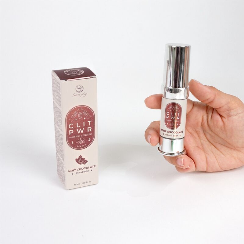Balsamo stimolante per clitoride SECRETPLAY COSMETIC, con aroma di menta e cioccolato, in confezione elegante.