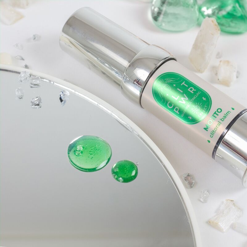 Balsamo clitoride Secret Play Clit Pwr Mojito di Secretplay Cosmetic, confezione con tubo di balsamo per il benessere intimo.