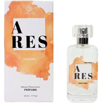 Spray di profumo naturale per uomo SECRETPLAY ARES con feromoni, flacone da 50 ml, confezione elegante e moderna