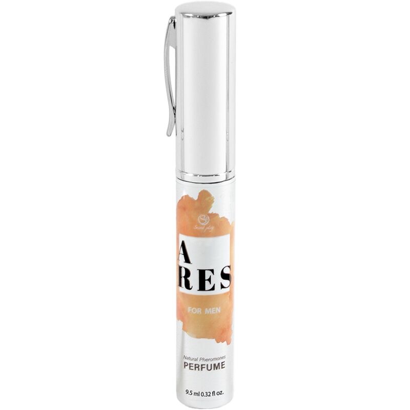 Profumo naturale con feromoni SECRETPLAY ARES, formato da viaggio da 10 ml per uomo, bottiglia compatta e elegante.