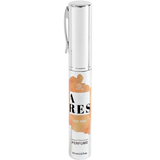 Profumo naturale SECRETPLAY ARES con feromoni, formato da viaggio da 10 ml, per uomo, bottiglia compatta con etichetta elegante