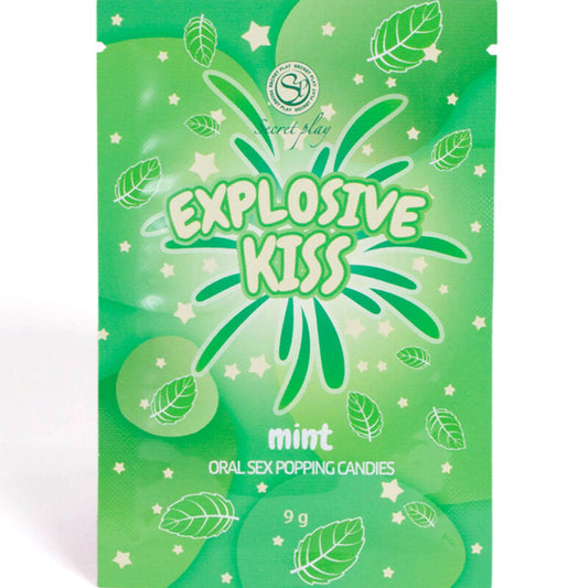 Caramelle esplosive alla menta del marchio SECRETPLAY COSMETIC, dolci e rinfrescanti nel packaging.