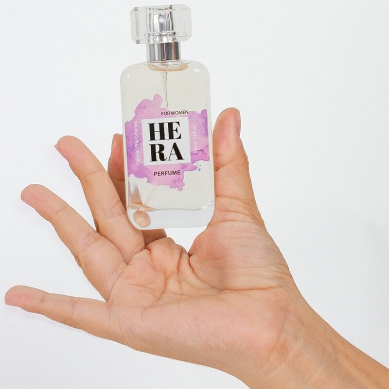 Spray perfume naturale SECRETPLAY HERA con feromoni per donna, bottiglia da 50 ml, elegante flacone bianco e oro