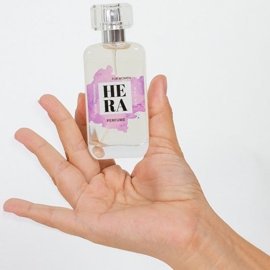 Spray perfume naturale SECRETPLAY HERA con feromoni per donna, bottiglia da 50 ml, elegante flacone bianco e oro