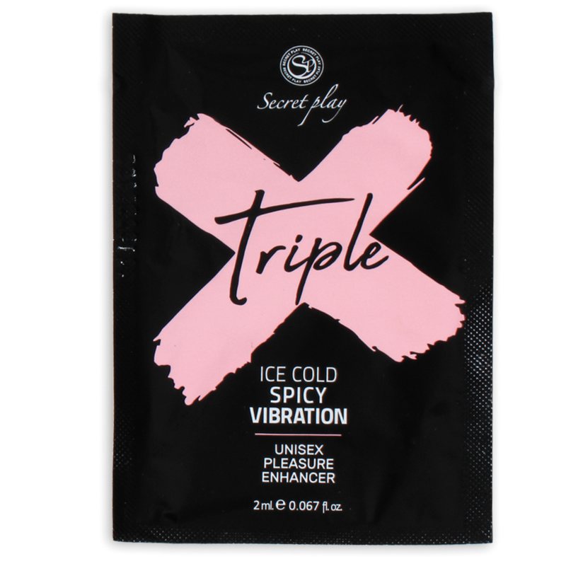 Intensificatore di piacere SECRETPLAY Triplo X, prodotto cosmetico per aumentare il piacere, in confezione singola.