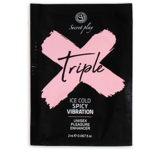 Intensificatore di piacere SECRETPLAY Triplo X, prodotto cosmetico per aumentare il piacere, in confezione singola.