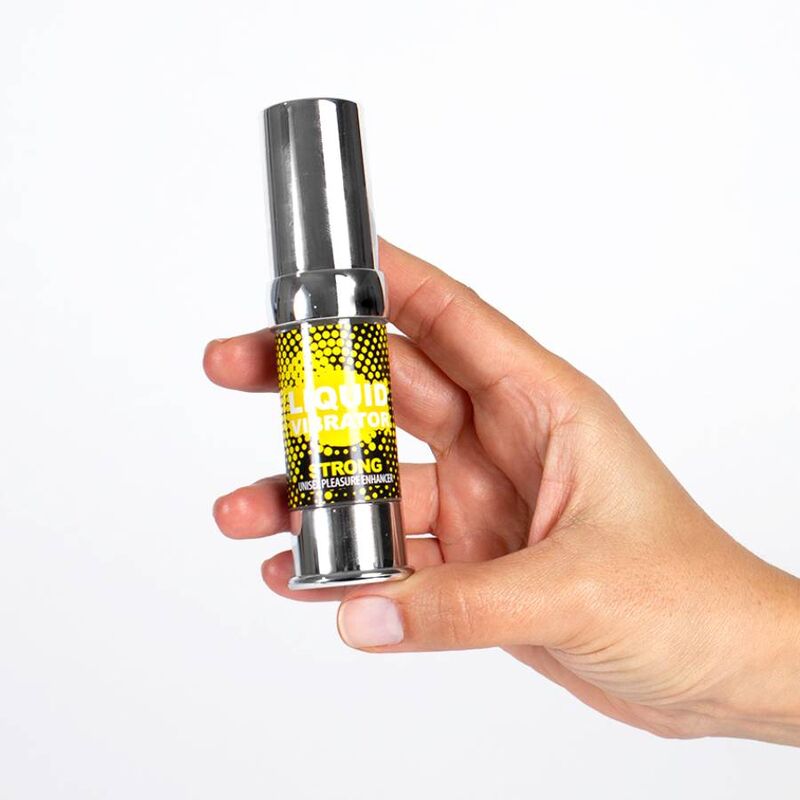 Liquido vibratore stimolatore unisex forte SECRETPLAY COSMETIC in bottiglia da 15 ml, flacone con etichetta rossa e spray.