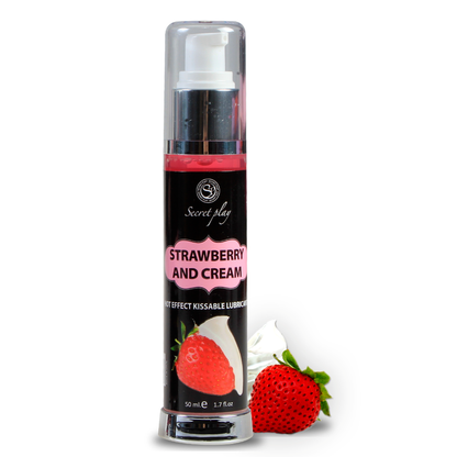 Lubrificante 2-in-1 SECRETPLAY COSMETIC con effetto calore, fragola e crema, bottiglia da 50 ml.