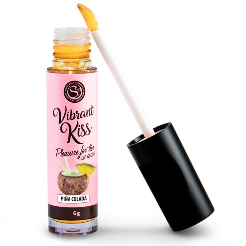 Lucida labbra SECRETPLAY VIBRANT KISS Pina Colada con finitura lucida, cosmetico per labbra, confezione elegante, colore vibrante