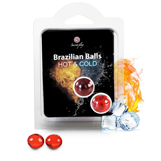 Palline brasiliane SECRETPLAY Cosmetic effetto caldo e freddo, confezione da 2 unità, visibile in immagine.
