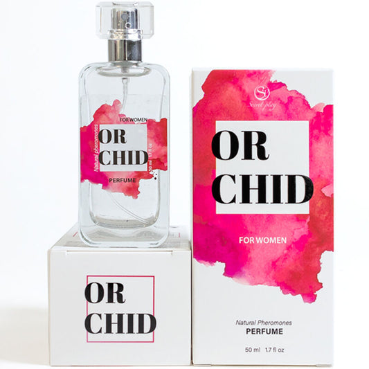 Spray profumo SECRETPLAY con feromoni naturali dell'orchidea, 50 ml, flacone elegante e compatto per profumare con sensualità.