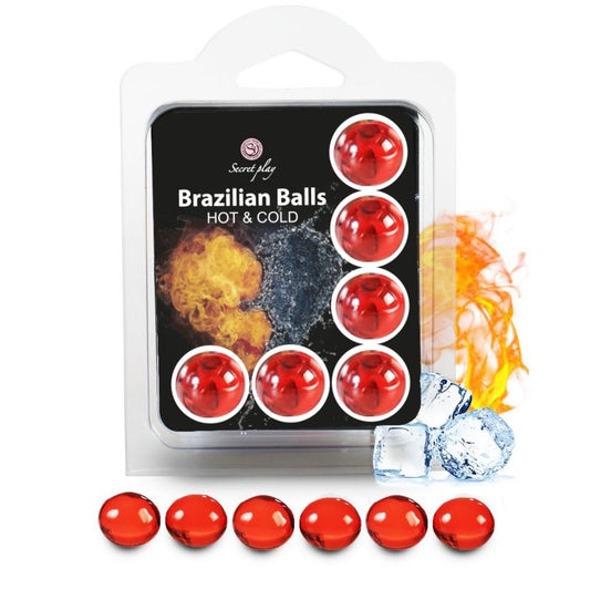 Set di 6 palline brasiliane SECRETPLAY COSMETIC con effetto caldo e freddo, ideali per trattamenti di bellezza e benessere.