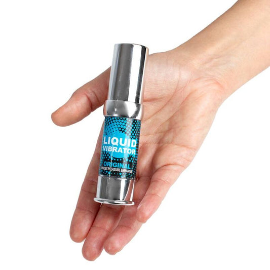 Vibratore liquido unisex SECRETPLAY COSMETIC, stimolatore intimo da 15 ml, bottiglia con etichetta e tappo.