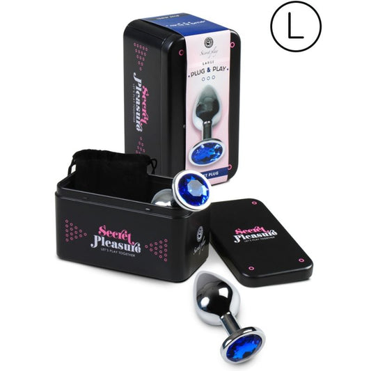 Plug anale di grandi dimensioni SECRETPLAY, colore blu, per piacere e stimolazione, prodotto della linea SECRETPLAY TOYS.