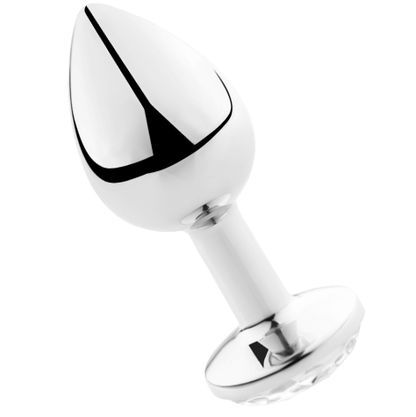 Plug anale trasparente in alluminio SECRETPLAY, lunghezza 7cm, con superficie liscia e design ergonomico.