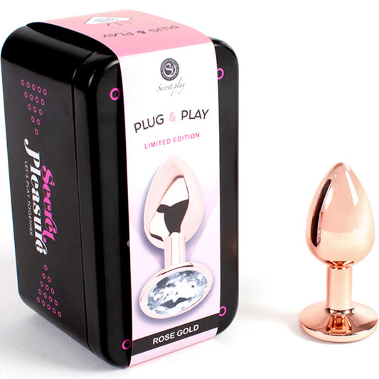 Tappo in metallo oro rosa SECRETPLAY TOYS, piccola taglia di circa 7 cm, con superficie lucida e dettagli eleganti.