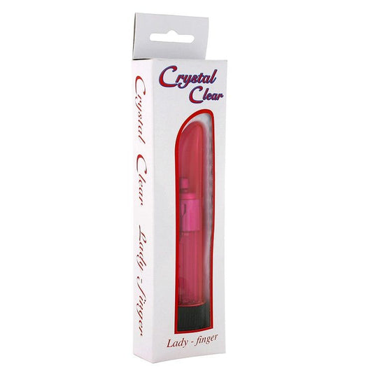 Vibratore Crystal Clear Lady Pink di Seven Creations, con forma elegante e dettagli traslucidi, in primo piano su sfondo neutro.