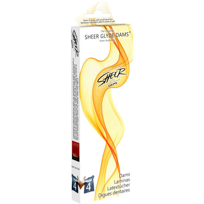 Lamine lattice trasparenti SHEER GLYDE per sesso orale, design sottile e aderente, visibili in questa immagine.